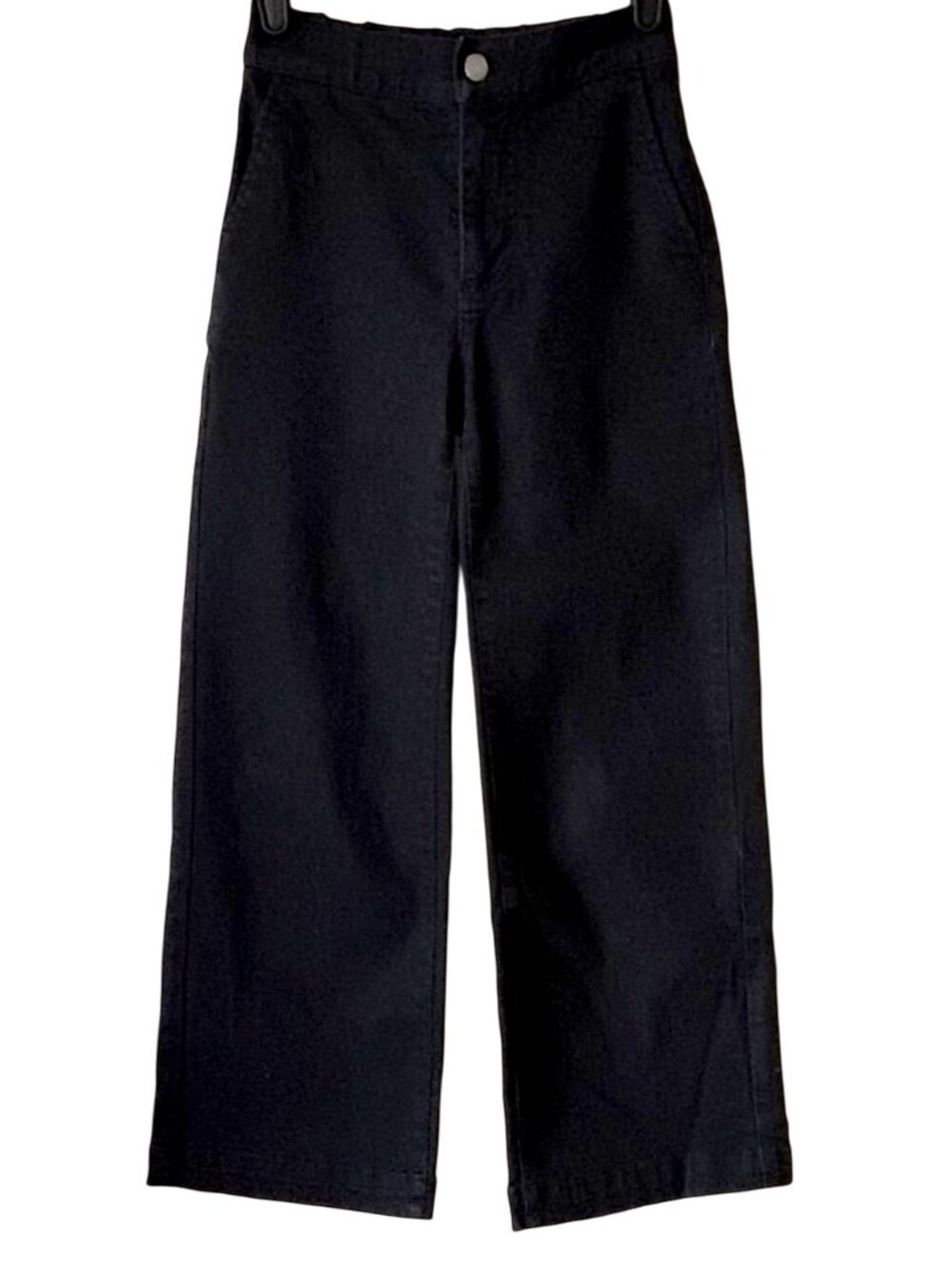 Oak & Fort Elastic-Back Wide Leg Crop Jeans XXS Super Dark Wash